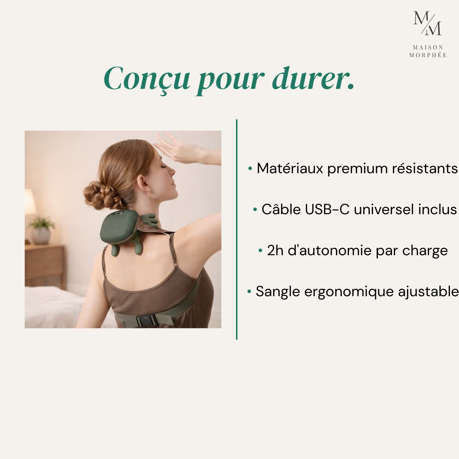 Appareil massage cervical premium USB-C rechargeable