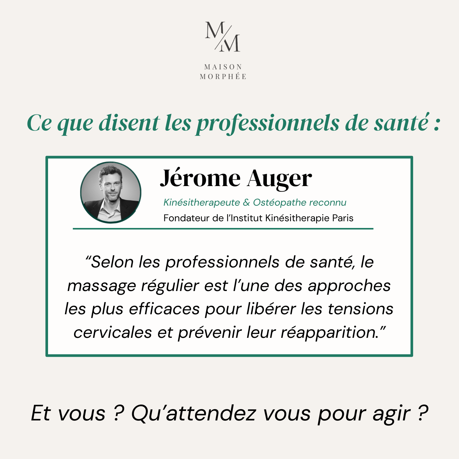 Kinésithérapeute recommande massage cervical tensions nuque
